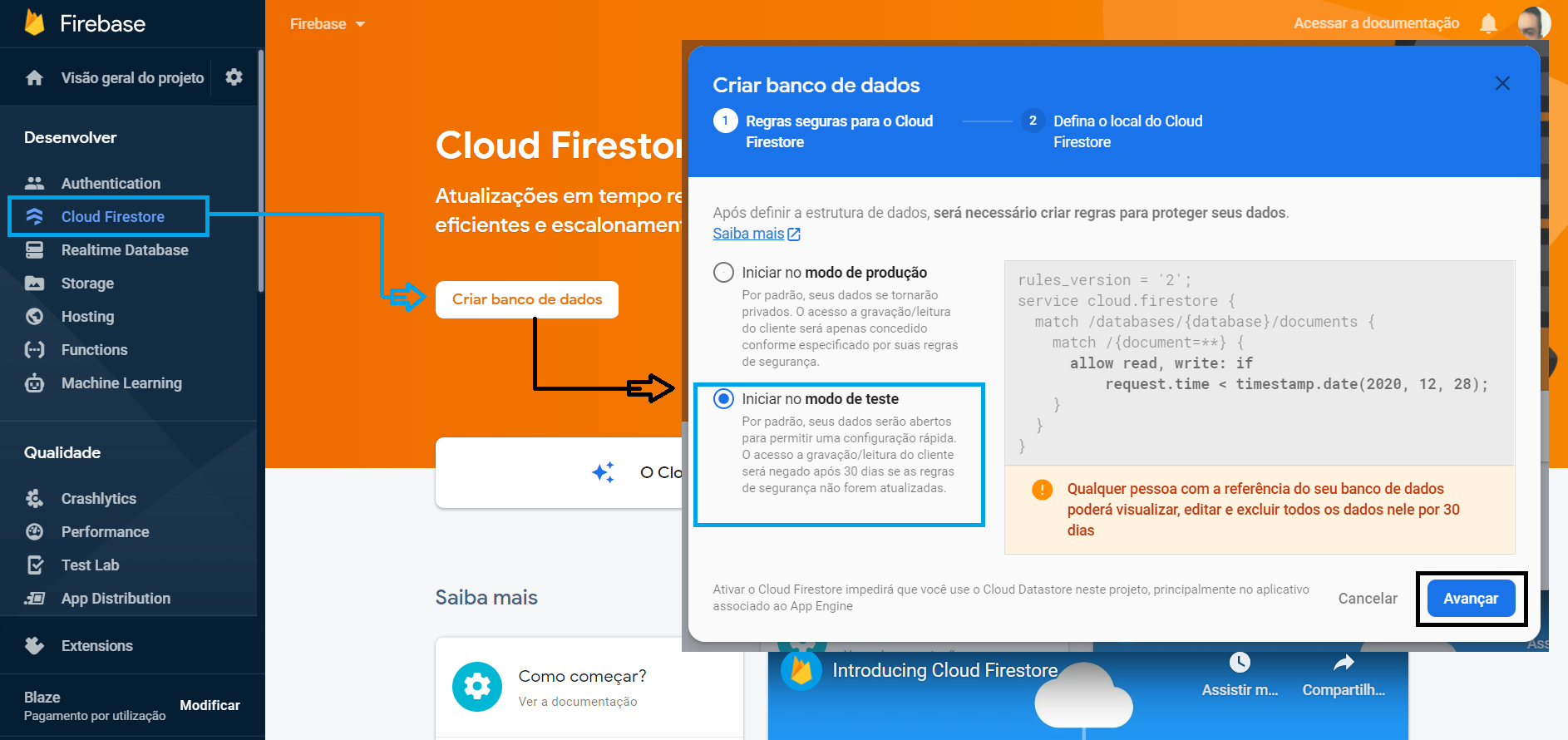 create database with firebase